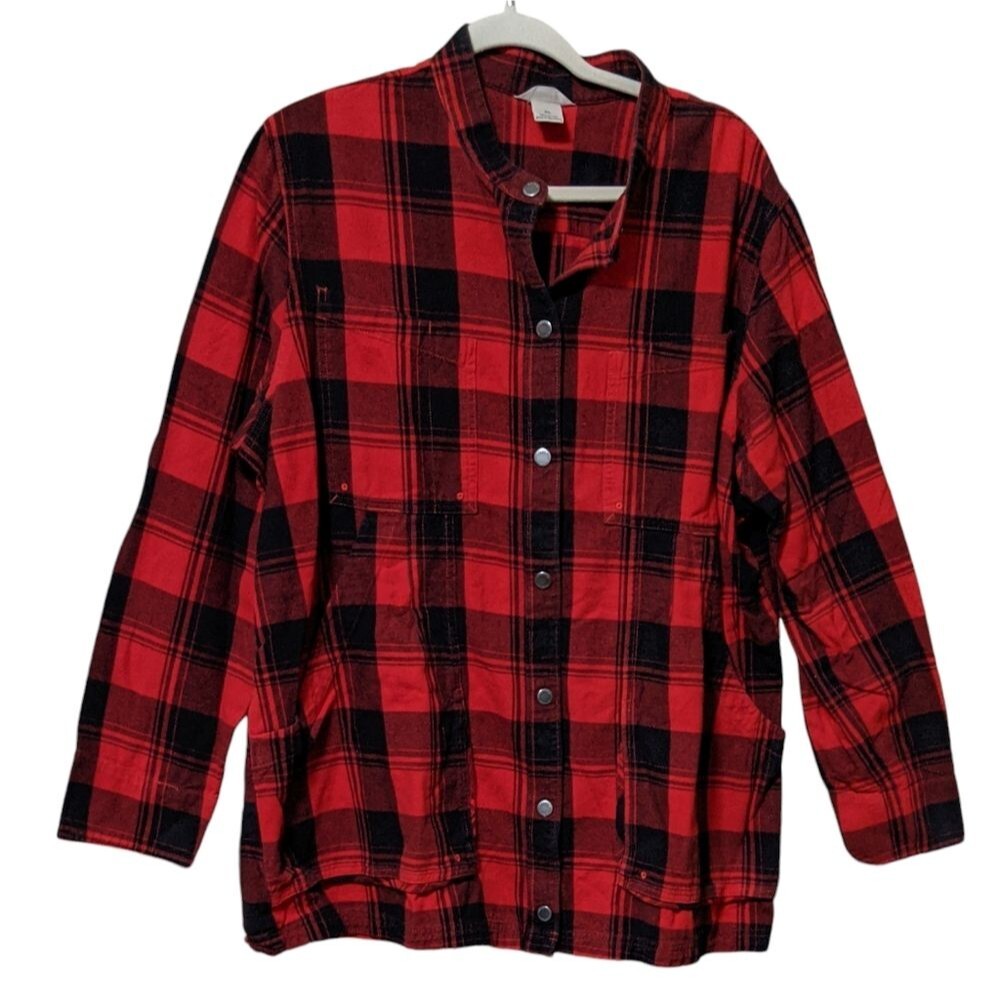 Duluth Trading Co Flapjack cotton flannel shirt jacket shacket buffalo check XL